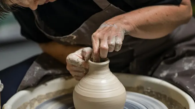 Una persona realizando tareas de cer&aacute;mica