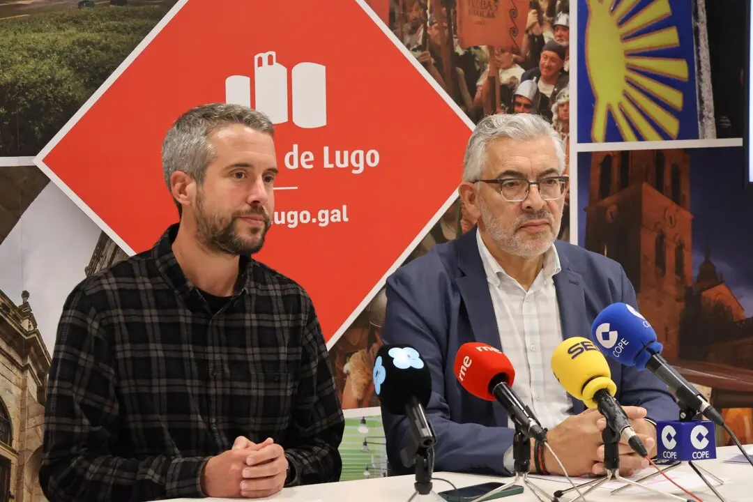 Rubén Arroxo y Miguel Fernández, durante una comparecencia de prensa