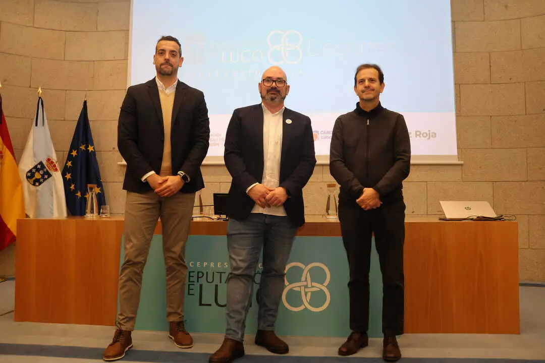 Arco, Castro y Juanatey, durante la presentaci&oacute;n de la iniciativa en la Diputaci&oacute;n