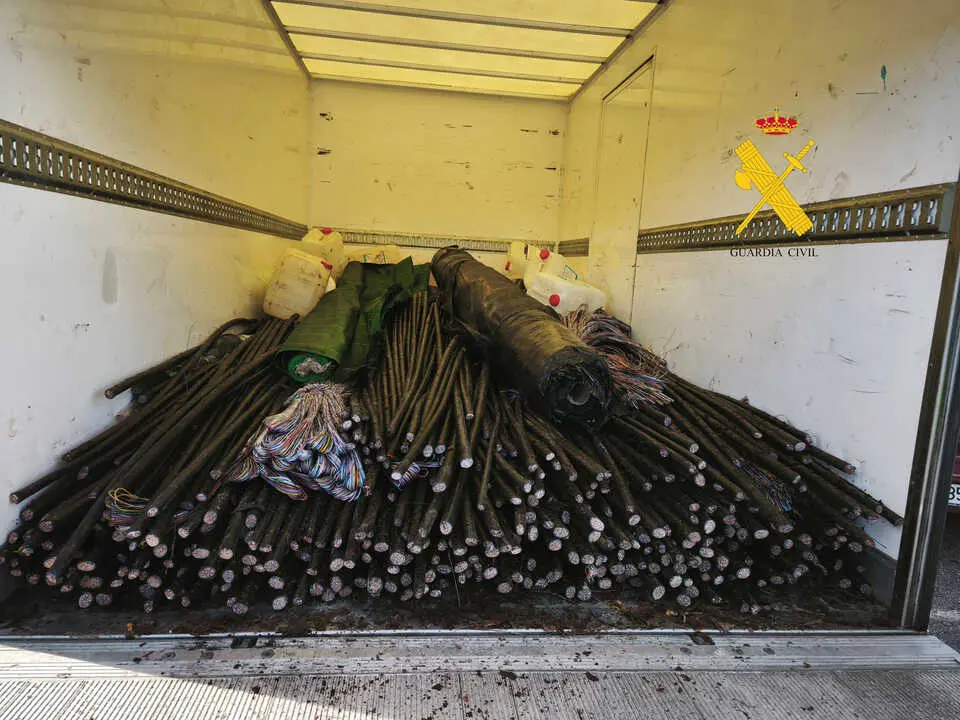Cobre recuperado por la Guardia Civil despu&eacute;s de ser sustra&iacute;do en la provincia de Lugo