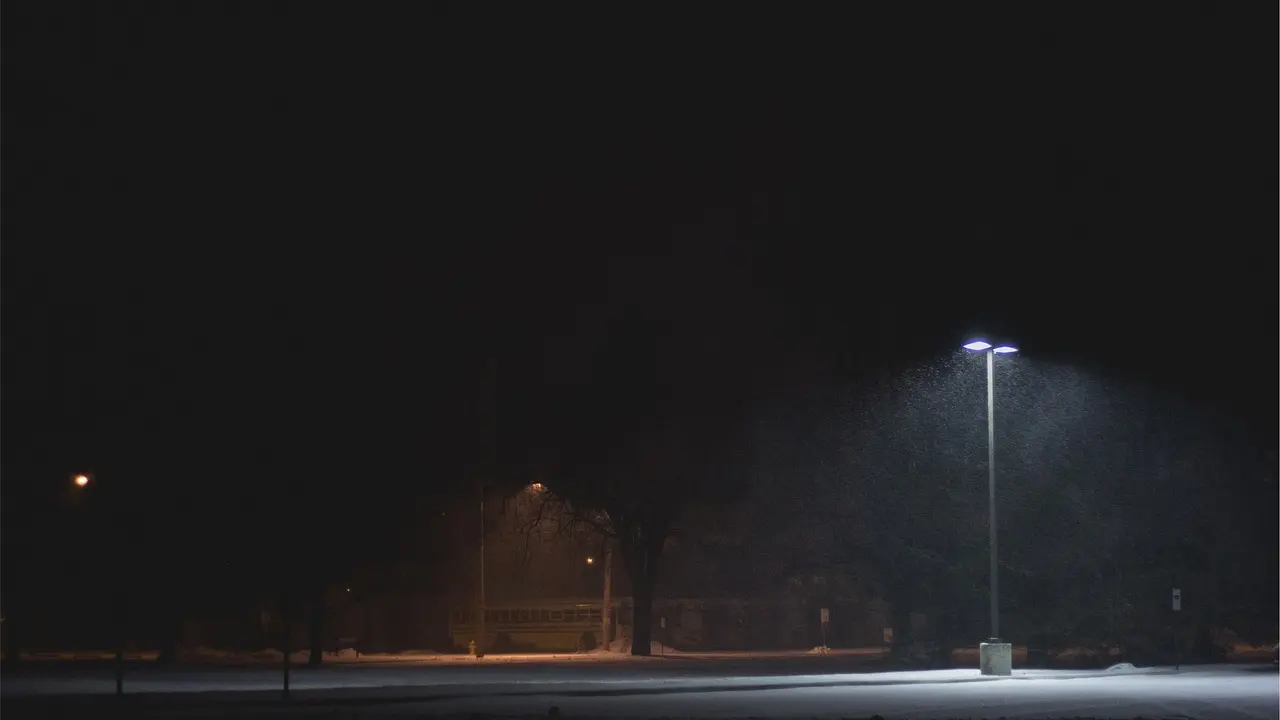 Farolas, luz, noche, iluminación.