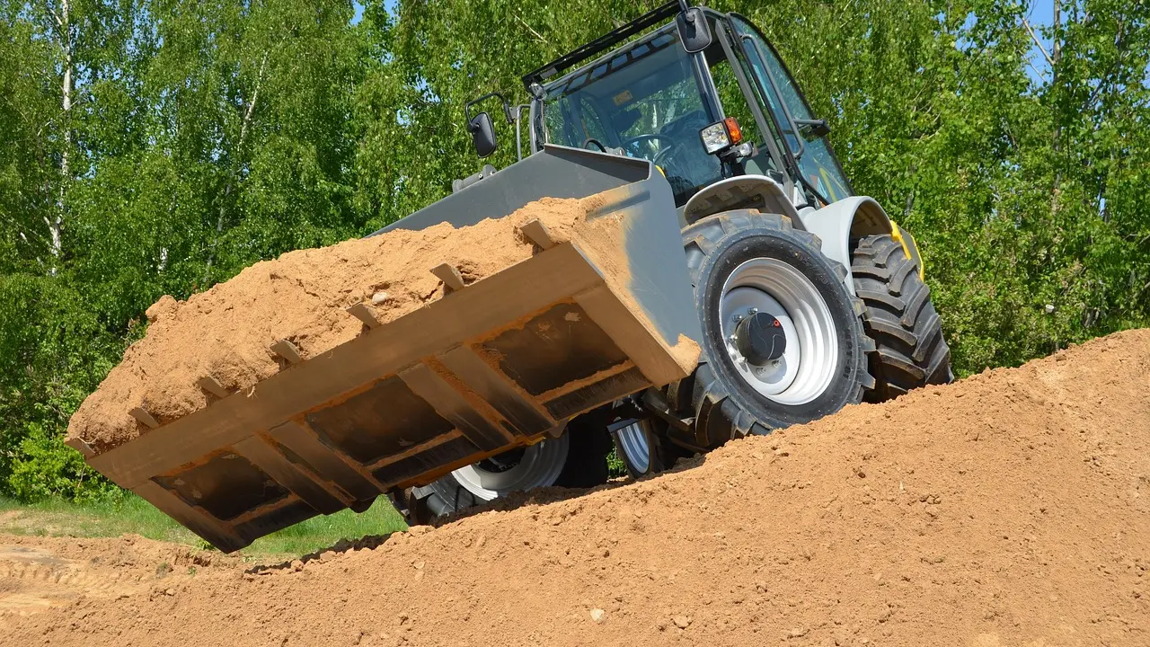 Excavadora, tractor, obras