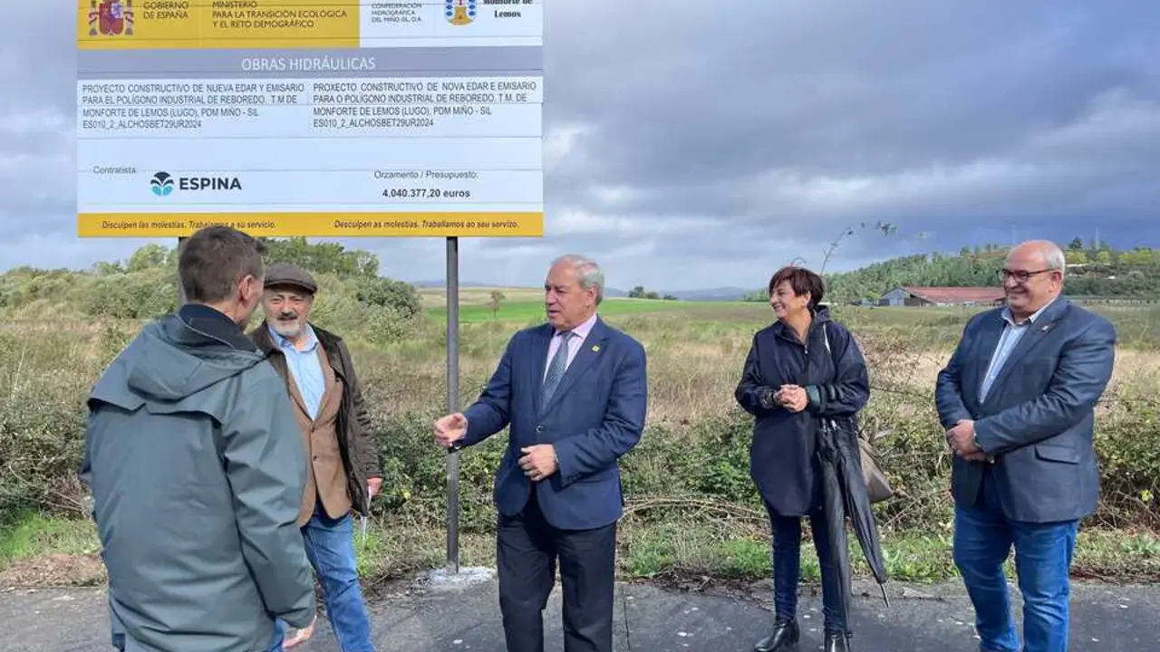 Alcalde e Presidente da CHMS no inicio das obras da nova depuradora do pol&iacute;gono do Reboredo