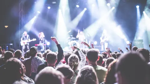 Concierto, música, escenario, público