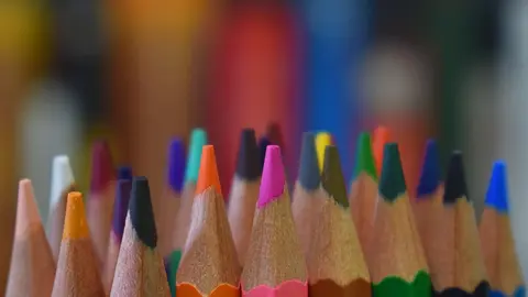 Lápices de colores, material escolar