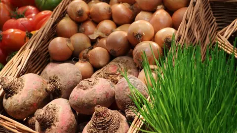 Mercado, vegetales, verdura, puesto, calle, callejero