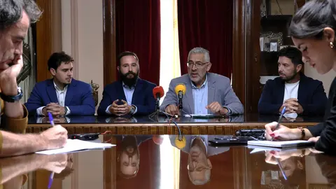 Miguel Fernández, alcalde de Lugo, durante el anuncio de la incorporación de Air Cargo Booking al fondo Lugo Transforma