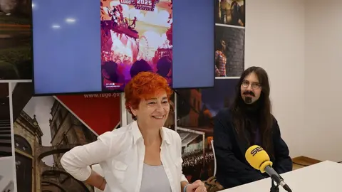 Maite Ferreiro e Iván Mouronte, durante la presentación del cartel de las Fiestas de San Froilán 2025