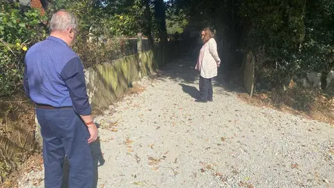 Reme González, en el Camiño Real a su paso por Rábade