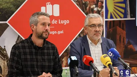 Rubén Arroxo y Miguel Fernández, durante una comparecencia de prensa