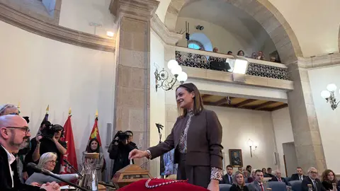 Carmela L&oacute;pez, durante la votaci&oacute;n en el pleno extraordinario