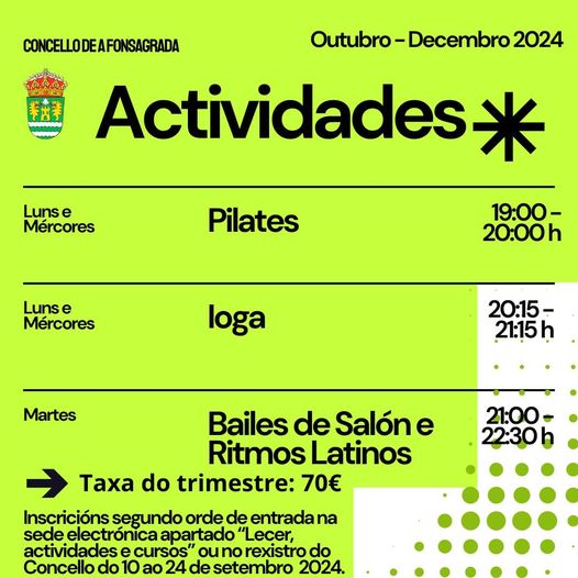 Actividades outubro-decembro A Fonsagrada