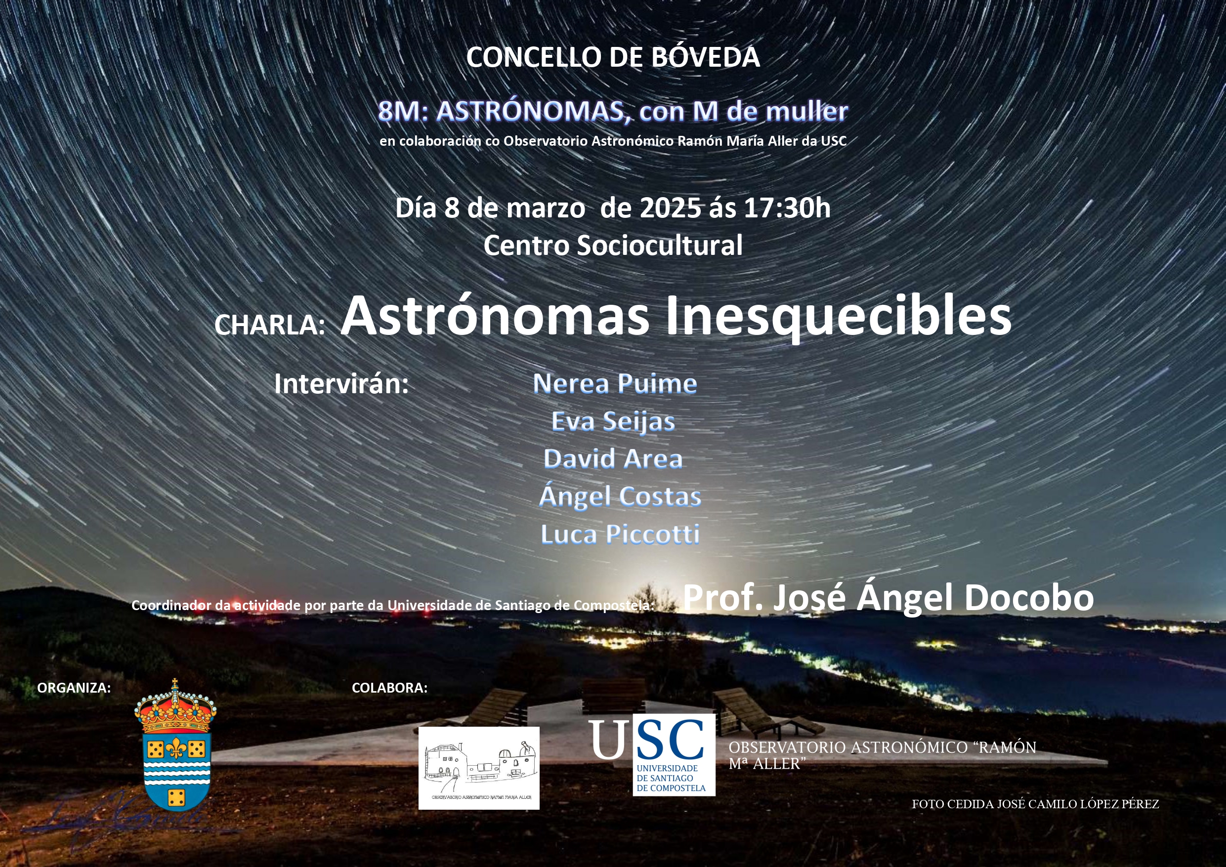Cartel charla 8m astrónomas inesquecibles